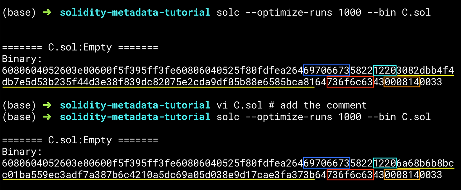 solidity compiler metadata