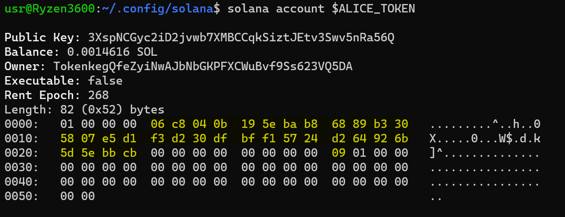 在终端中运行的 Solana account 命令