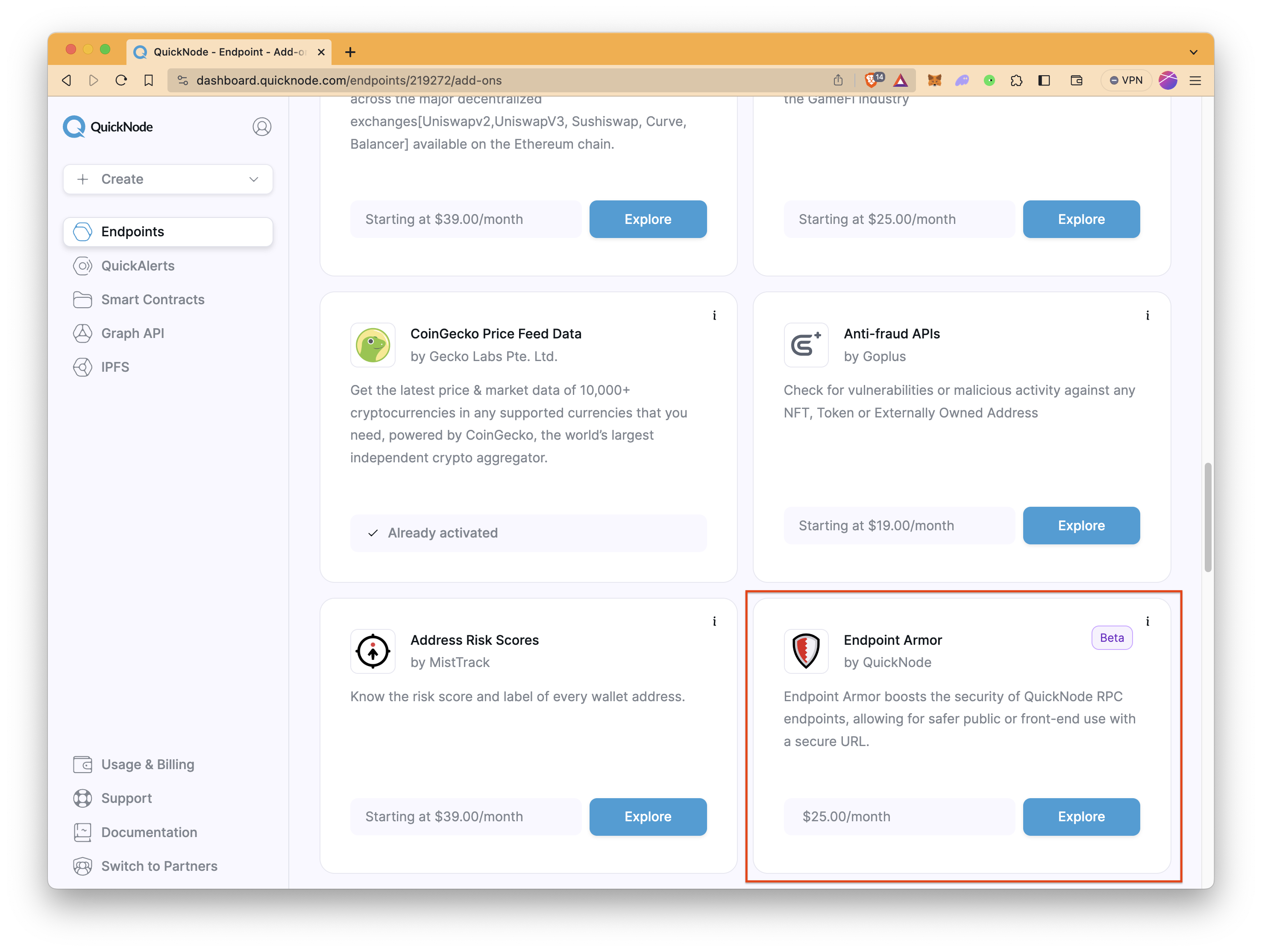 QuickNode Endpoint Add-ons