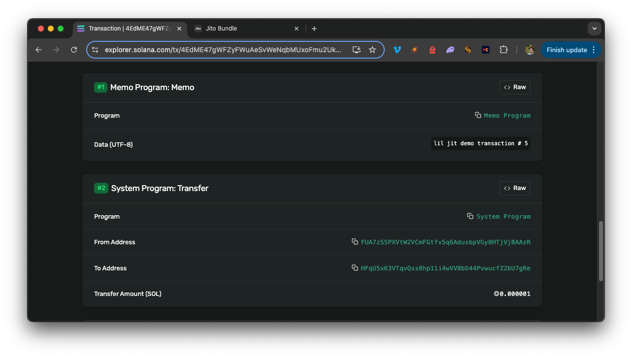 第五个交易 - Solana Explorer