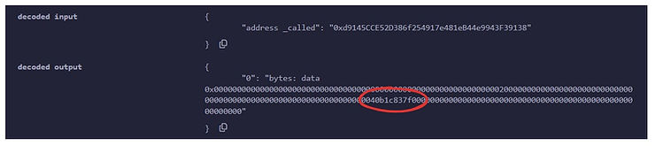 图像显示的 returnMsgData 的返回是其自身的签名，经过 ABI 编码。