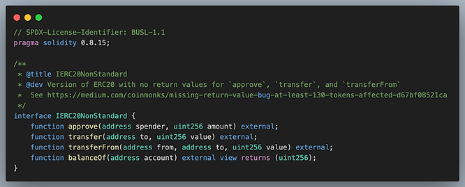 nonstandard erc20 interface