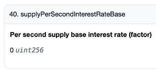 supplyPerSecondInterestBase etherscan has value 0