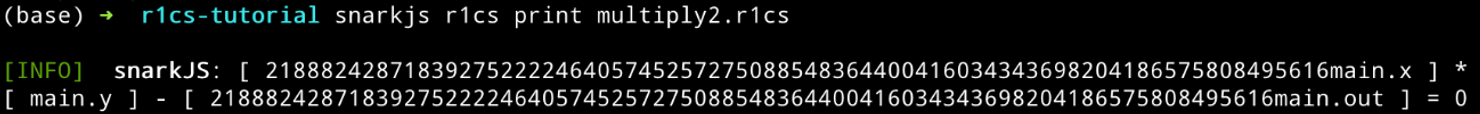 terminal output of the R1CS