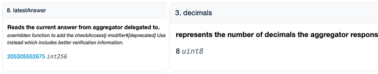 chainlink latestAnswer\(\) function return