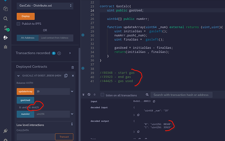 benchmark solidity code with gasleft