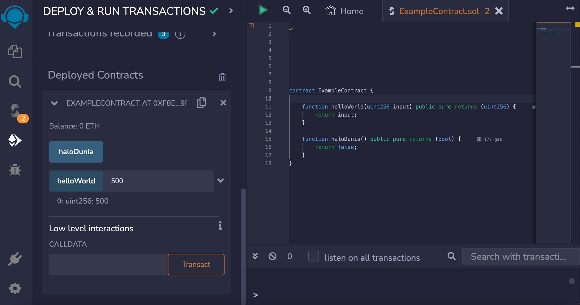 View function returning a value