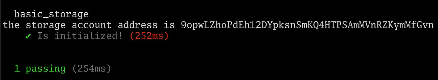 solana account initialize test passing