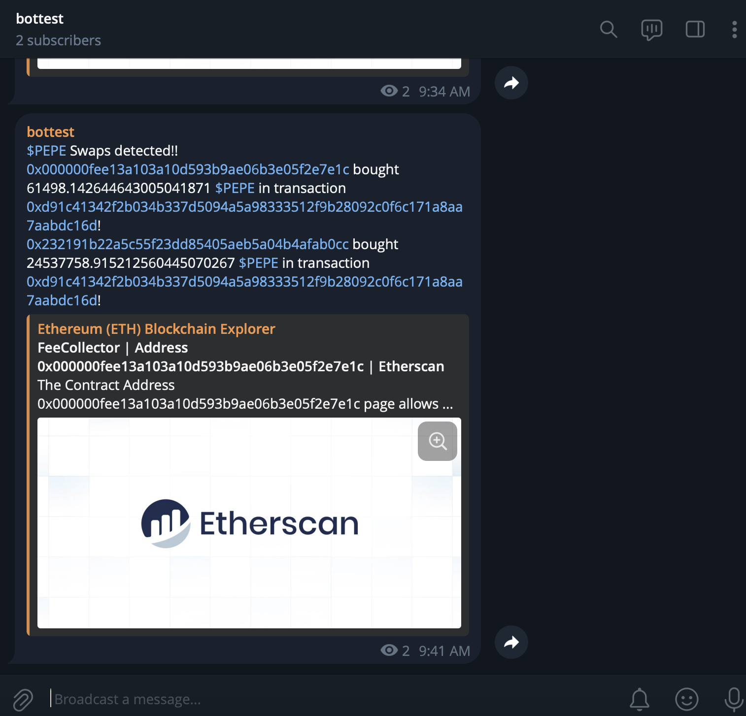 telegram bot messages