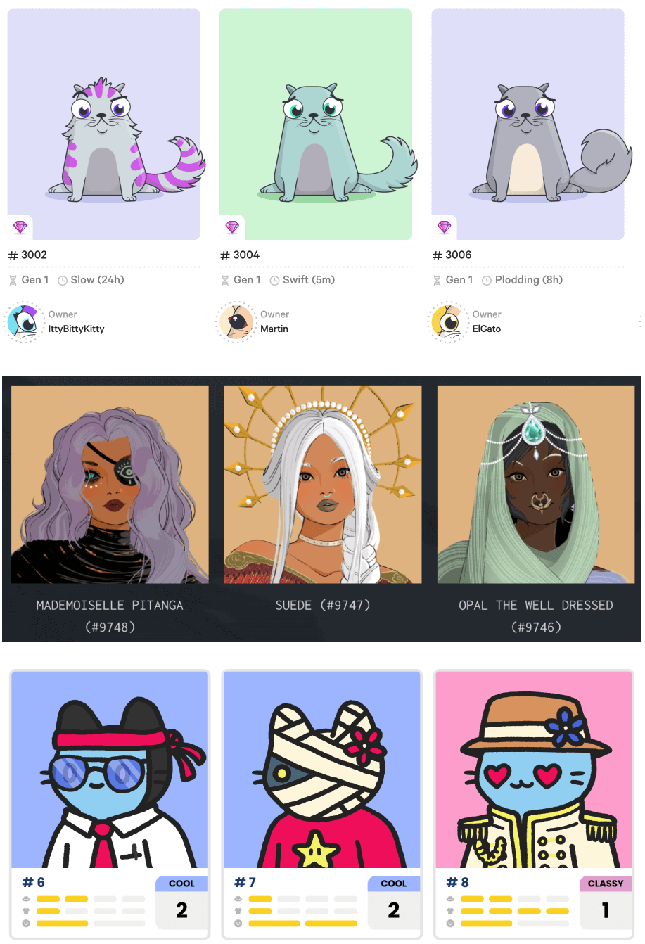 CryptoKitties, Crypto Coven, Cool Cats