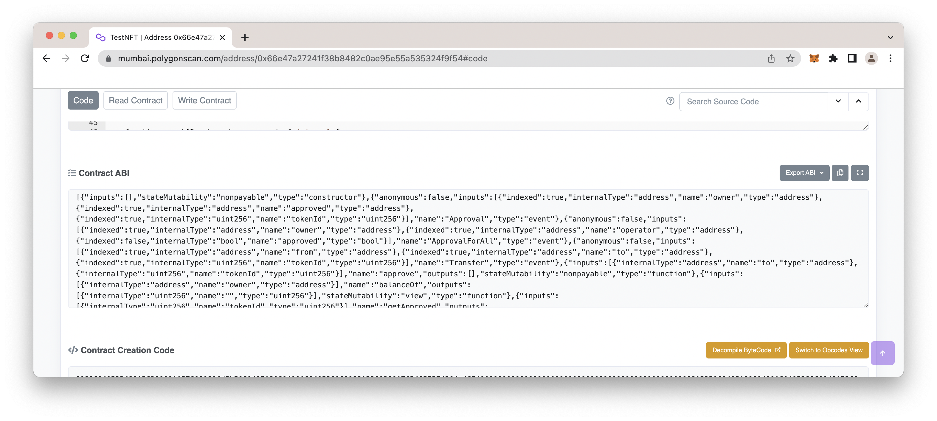 Polygonscan 上的 ABI