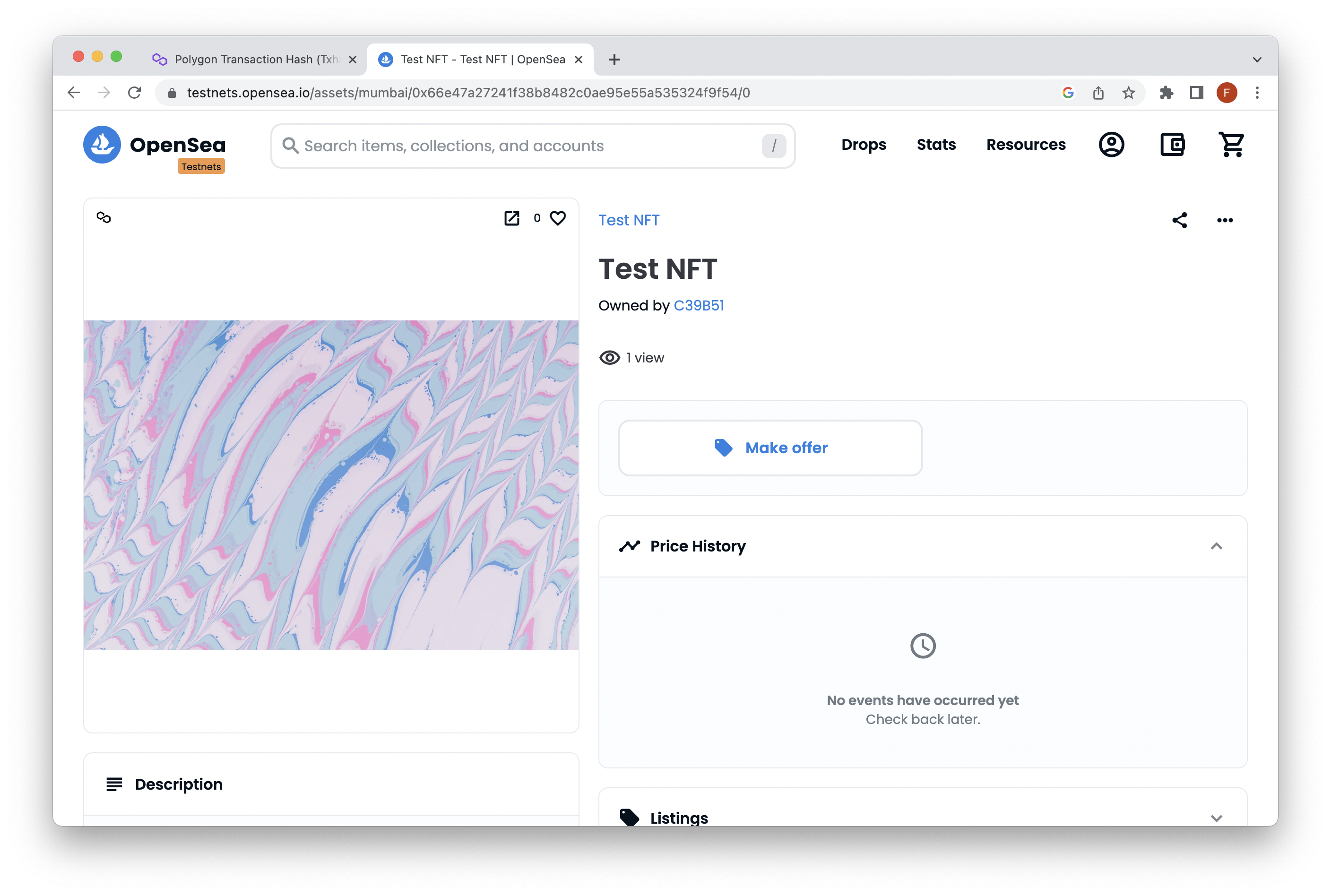 我们在 OpenSea 上铸造的 NFT
