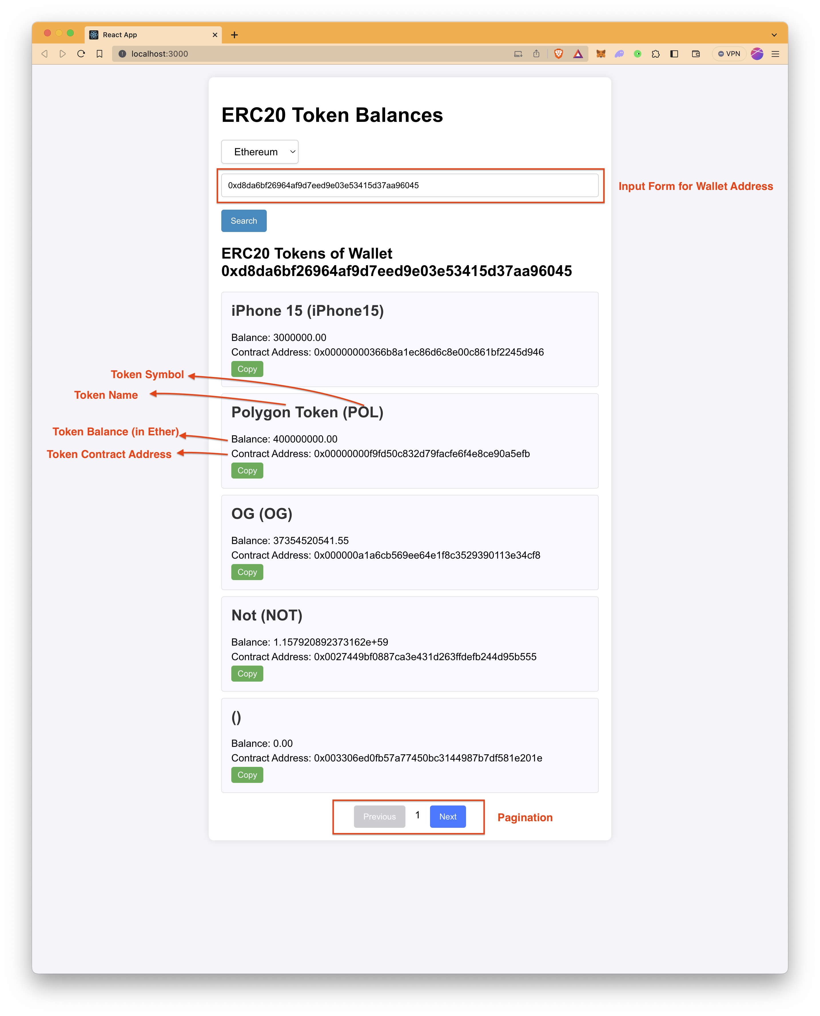 ERC20 代币余额 UI 概述