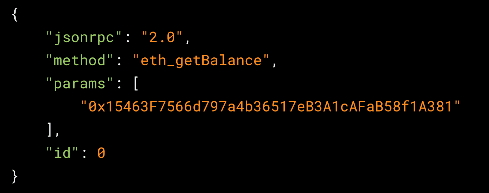 要查询节点的帐户余额，你将向节点发送以下 JSON 对象