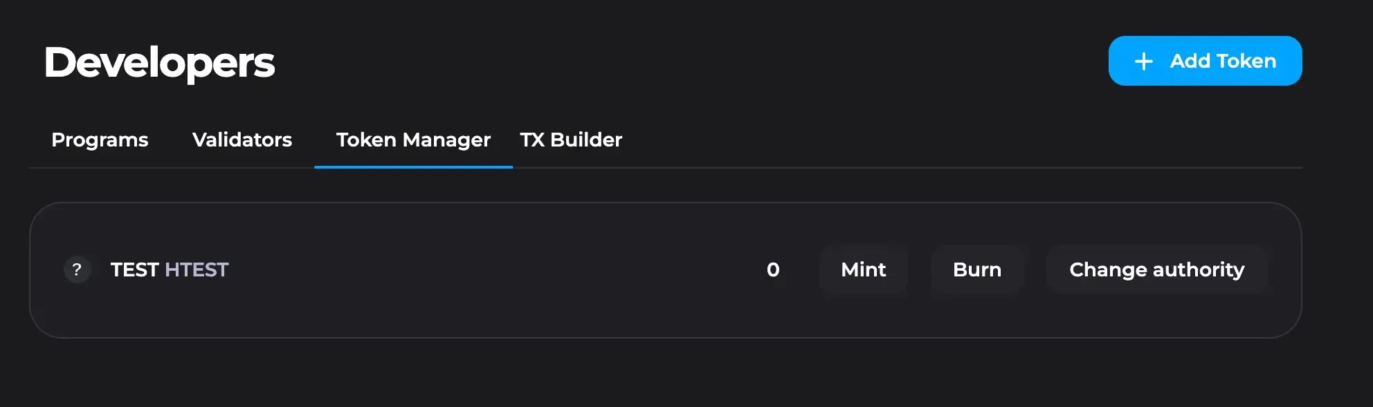 token manager setup