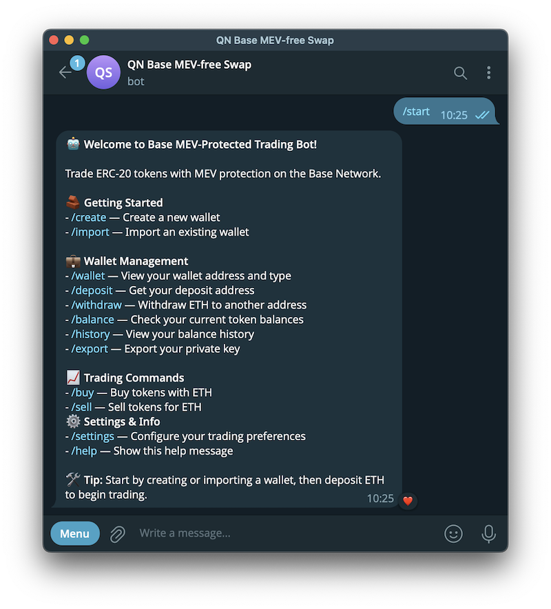 Telegram Bot Start Screen