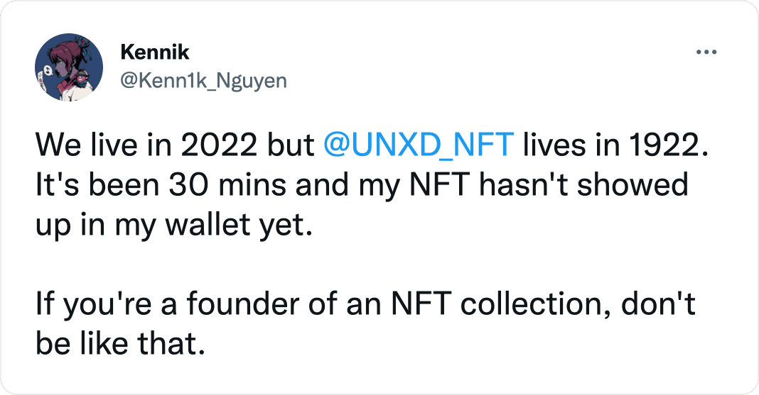 NFT 没有及时出现在钱包中