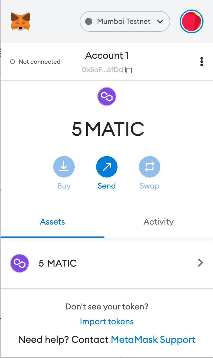 将 MetaMask 连接到 Mumbai 测试网