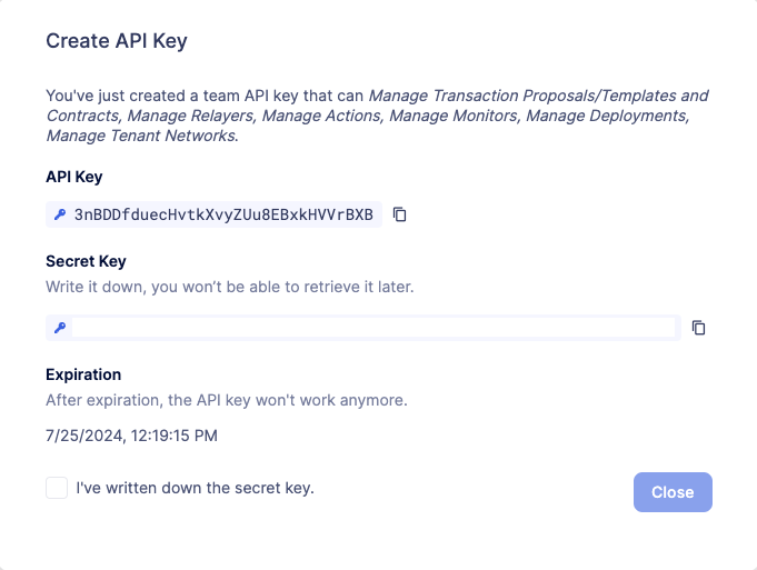 管理团队 API 密钥