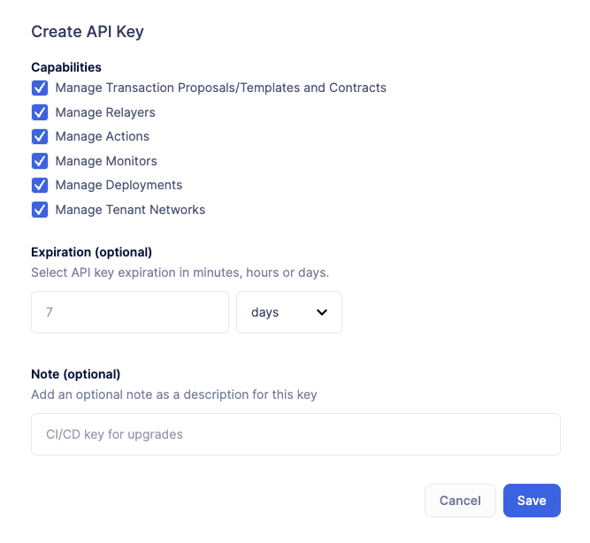 管理创建团队 API 密钥