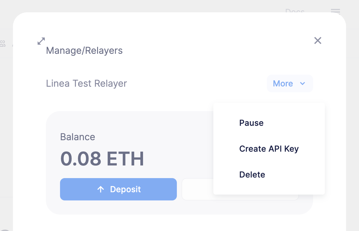 管理中继器创建 API 密钥