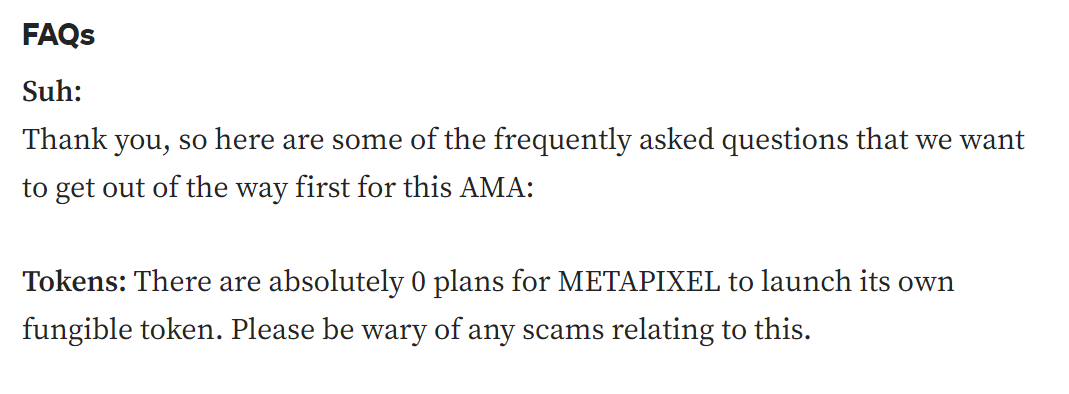 (来源：METAPIXEL AMA #3 回顾)