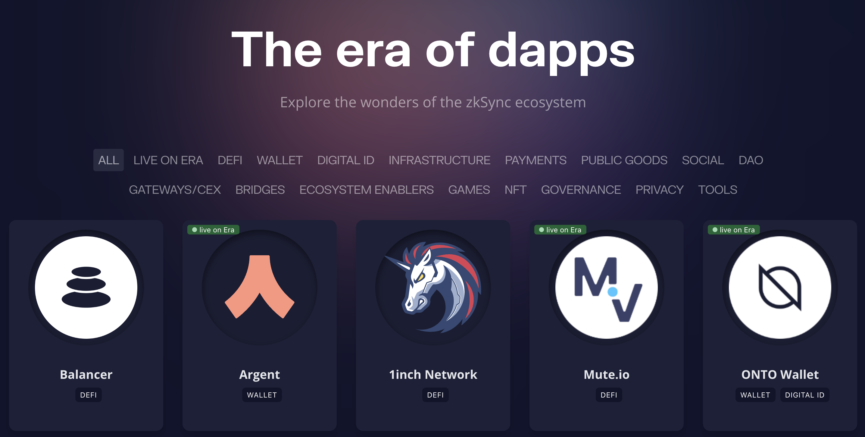 (来源：zkSync 生态系统 — dapps 的时代 )
