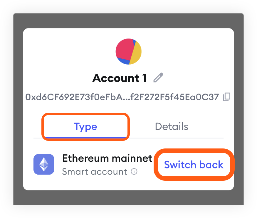 MetaMask 智能账户扩展账户详细信息切换回