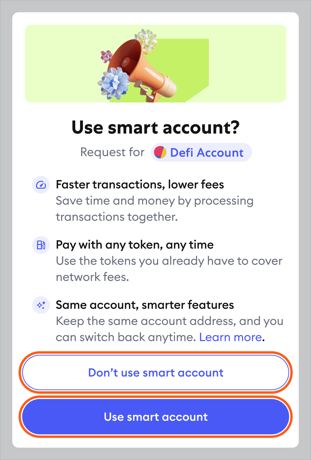 MetaMask 使用智能账户弹出模式确认