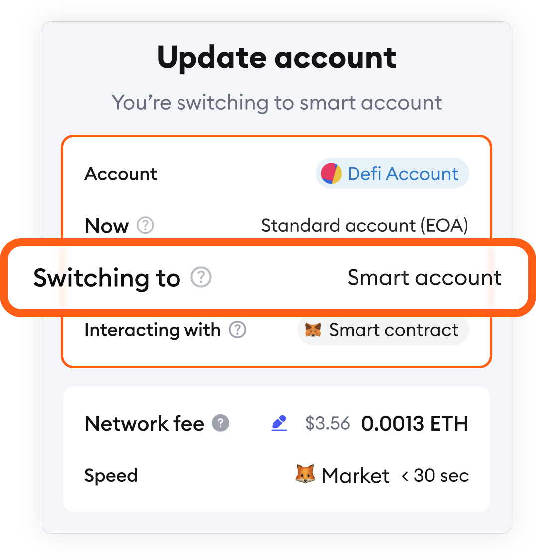 MetaMask 智能账户扩展在交易过程中切换到智能账户