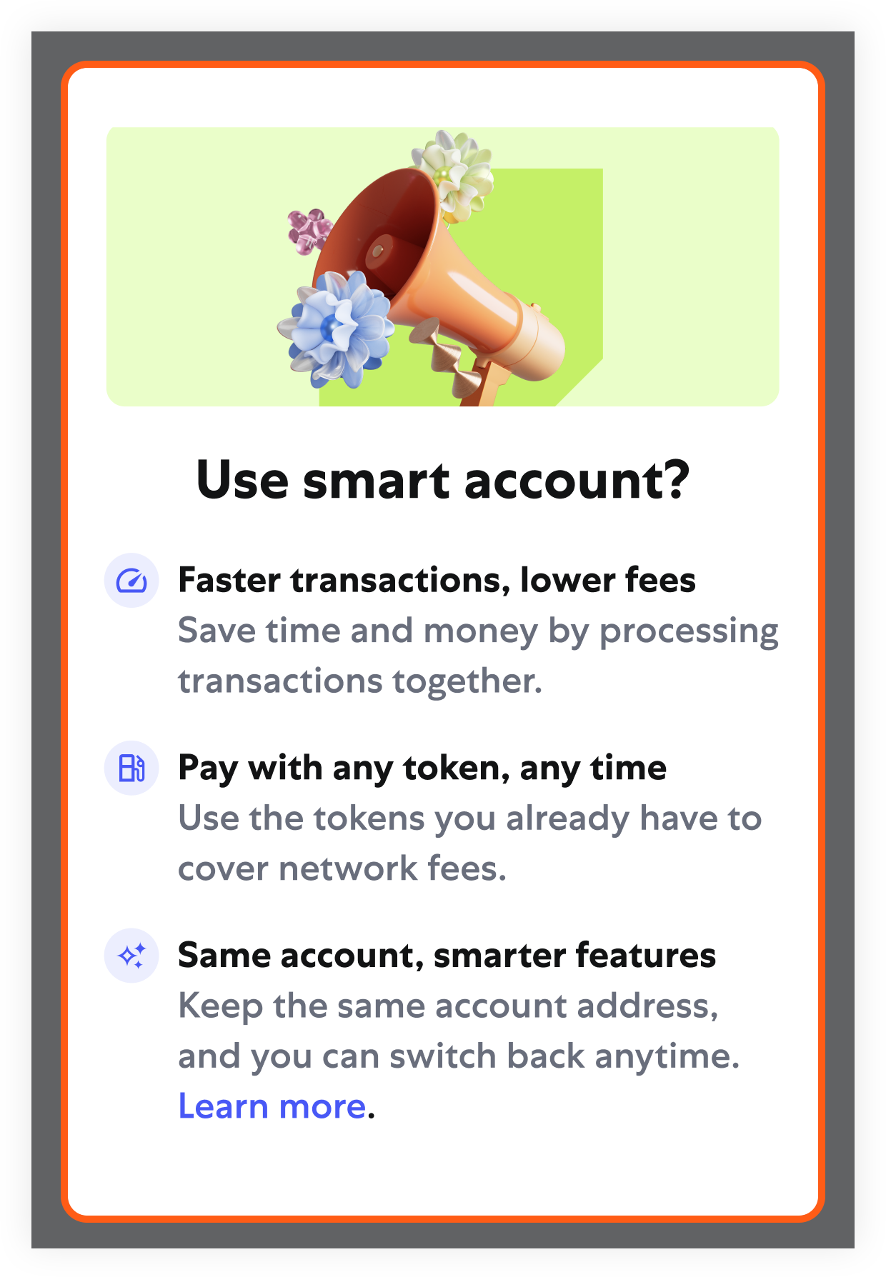 MetaMask 使用智能帐户功能模式弹出窗口