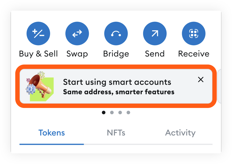 MetaMask 智能账户扩展通知横幅