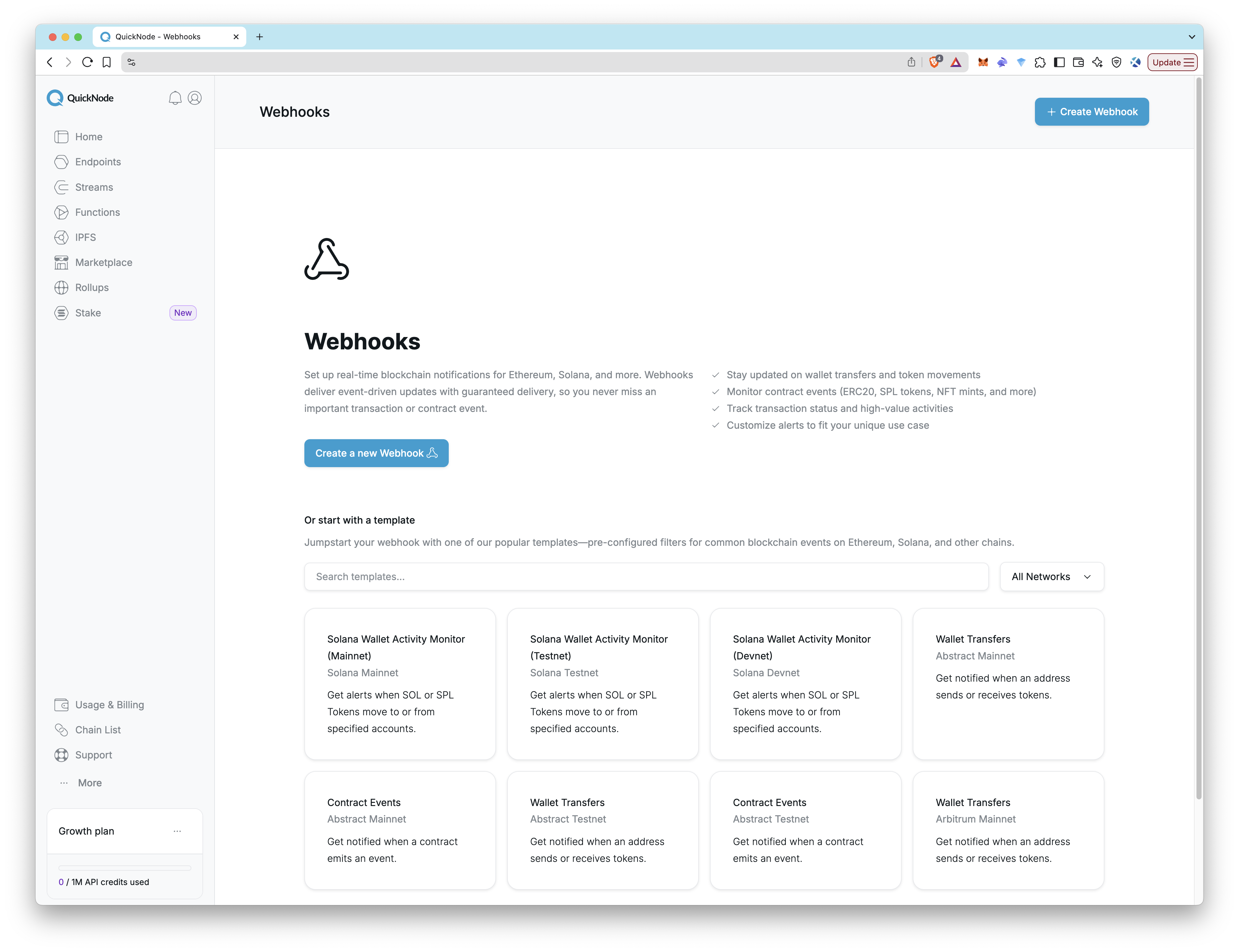 Webhooks 仪表板