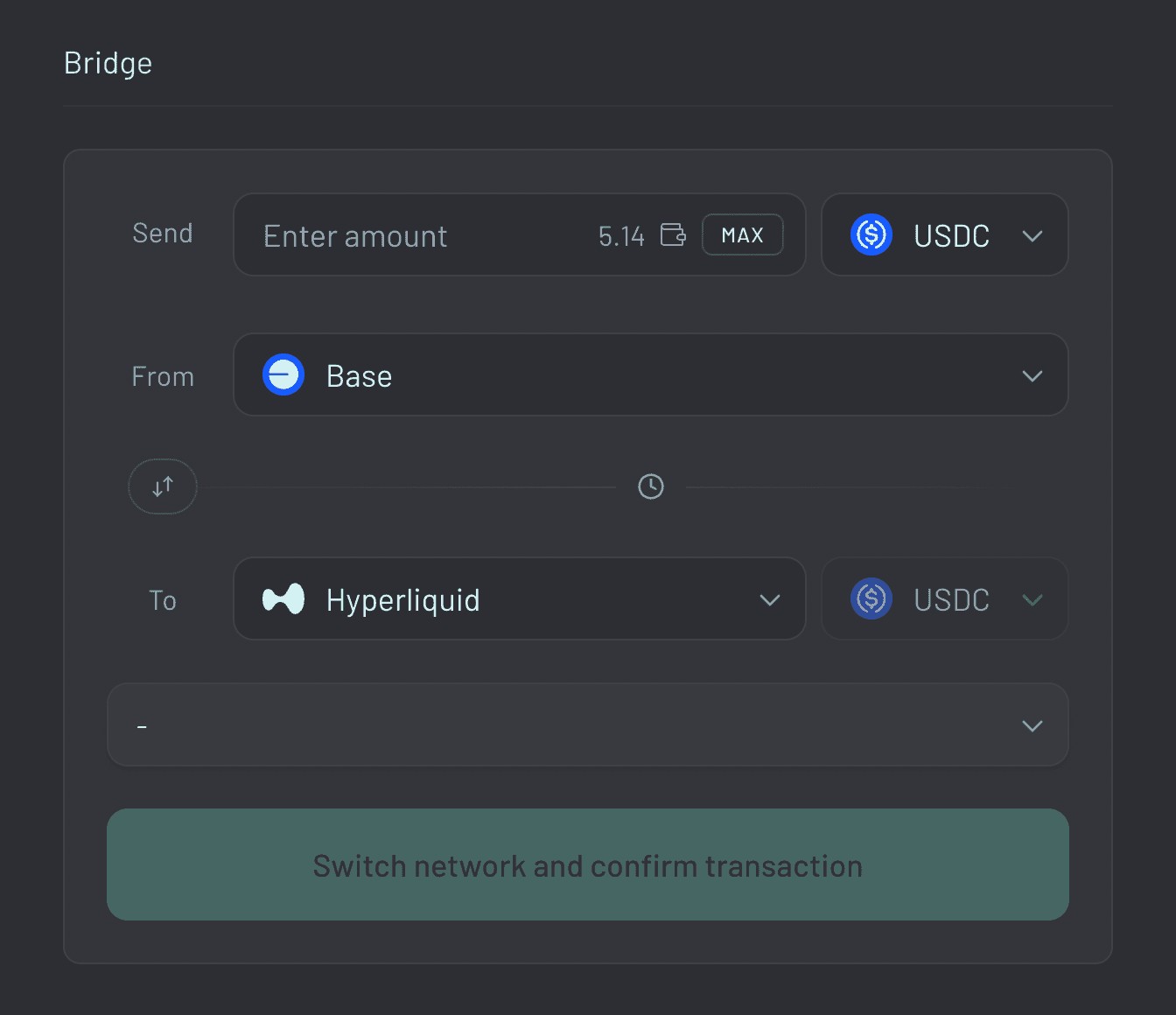 Step 3: Select USDC and your origin chain.