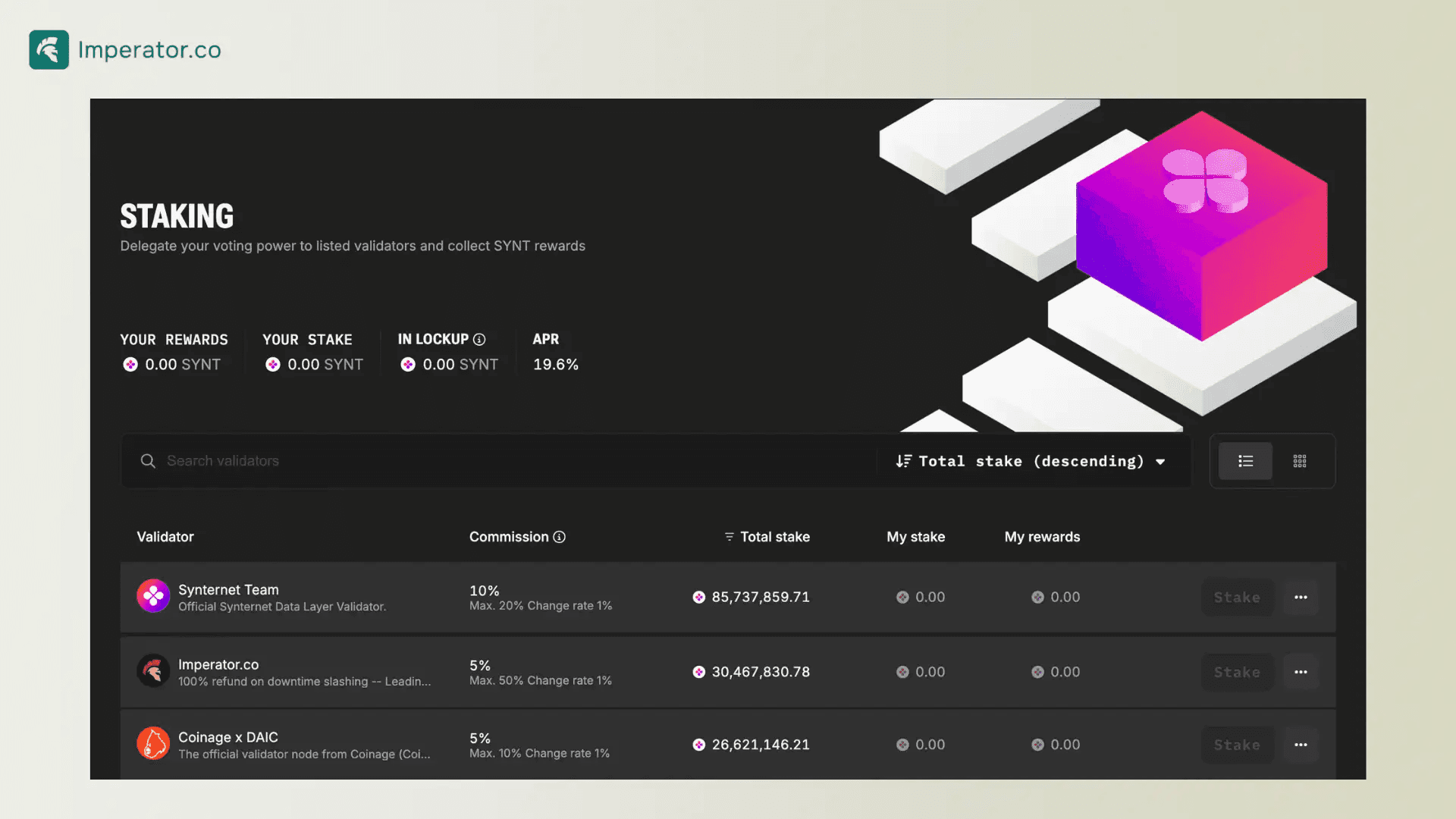 Synternet 质押页面
