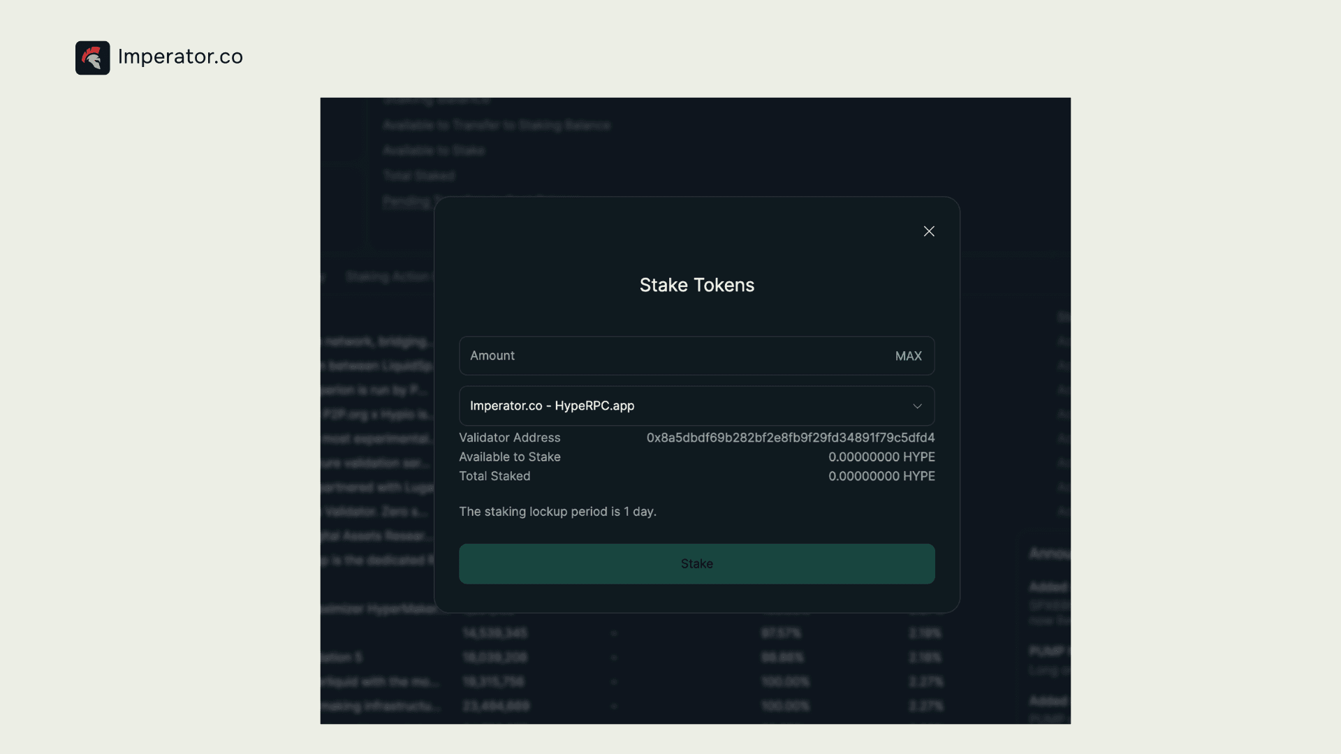 Hyperliquid validators blockchain Imperator