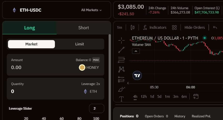 Trading with $HONEY on the BERPS platform