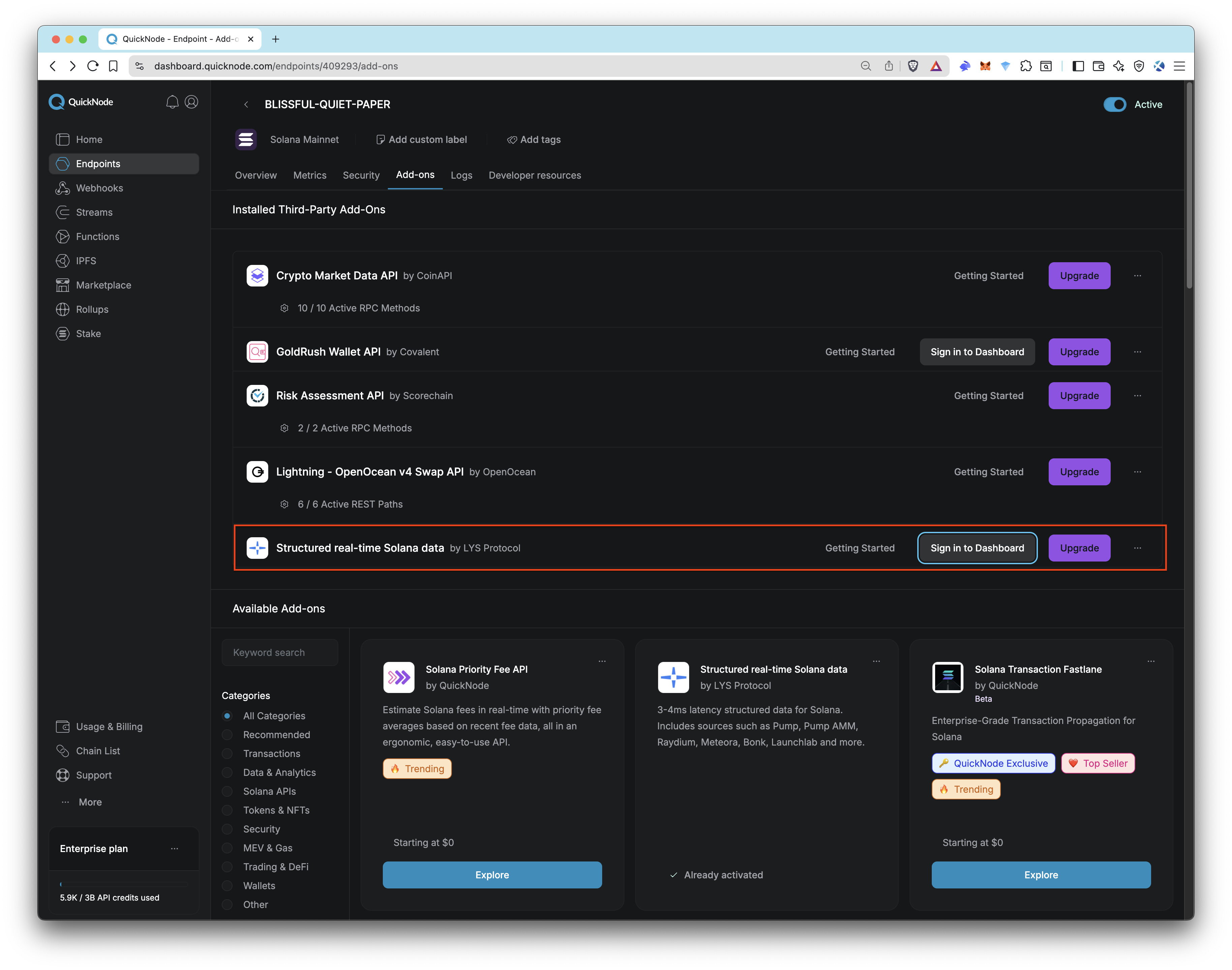 Add-on - Dashboard