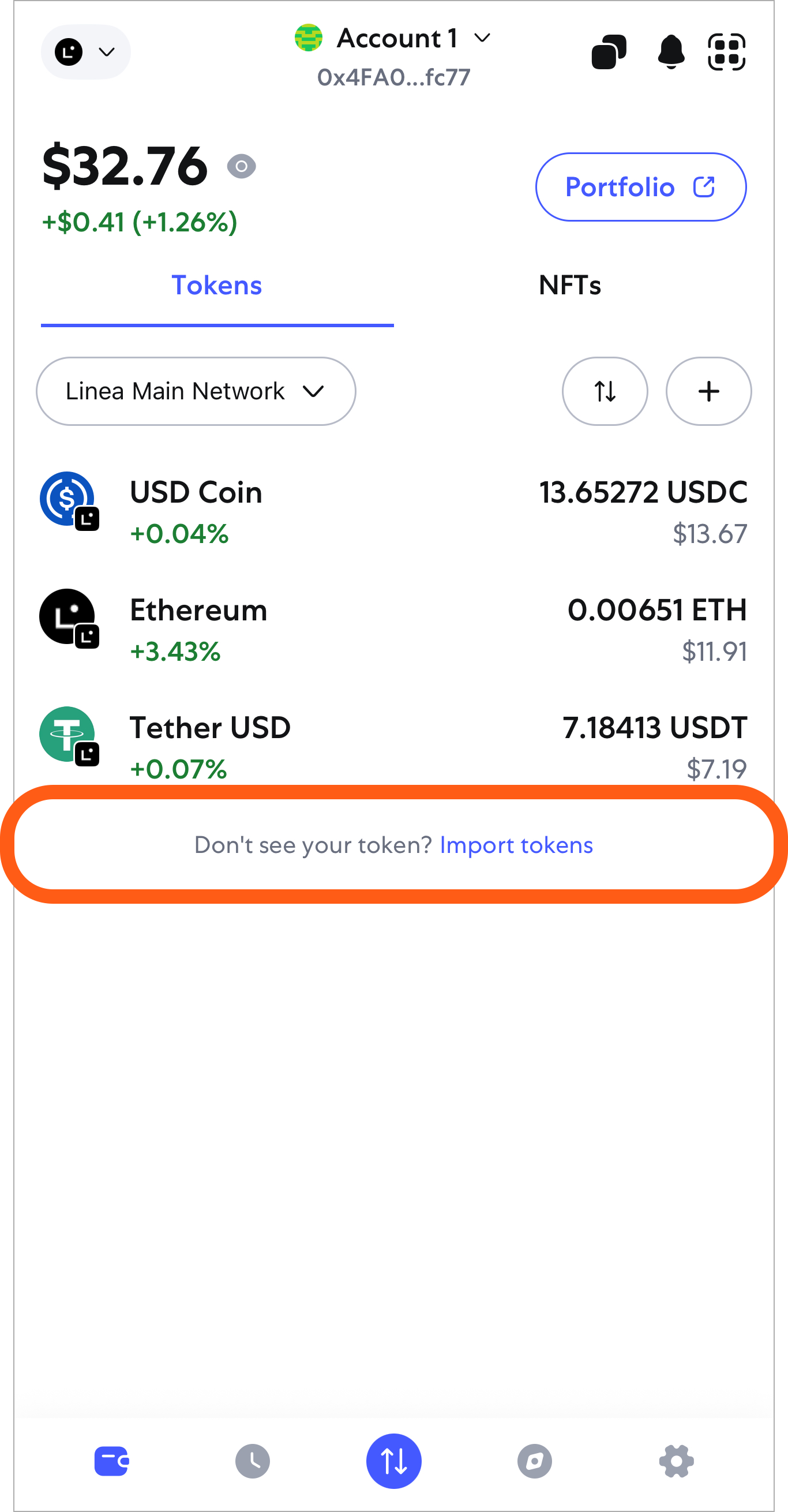 MetaMask 移动端导入代币按钮
