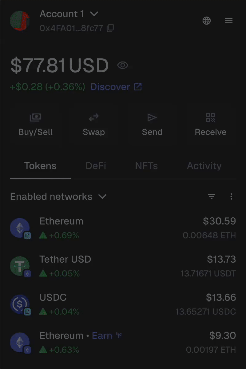 MetaMask 扩展程序从代币列表中隐藏代币