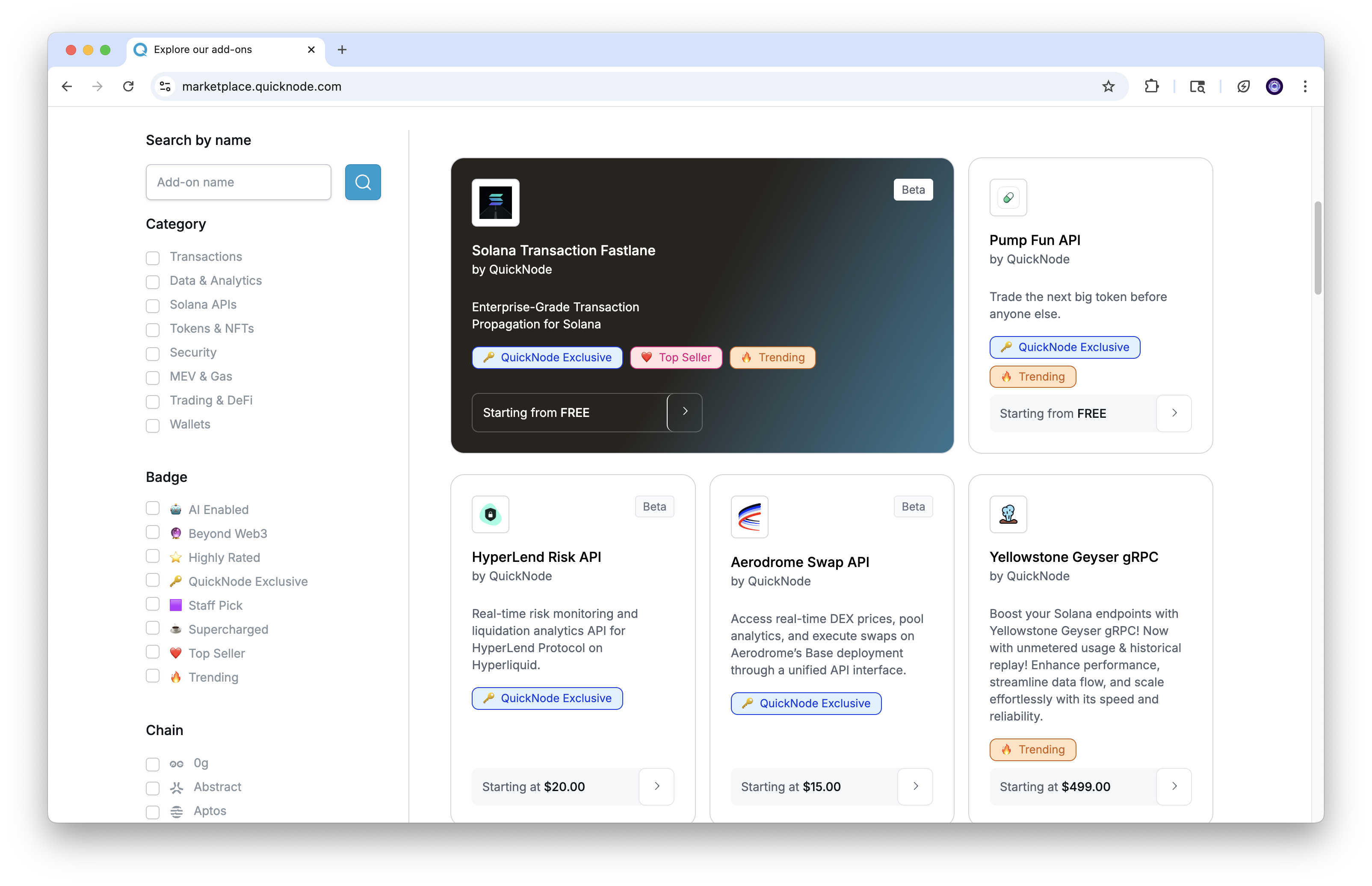 QuickNode Marketplace