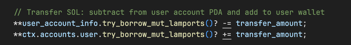 屏幕截图显示了 lamports 的余额已直接修改