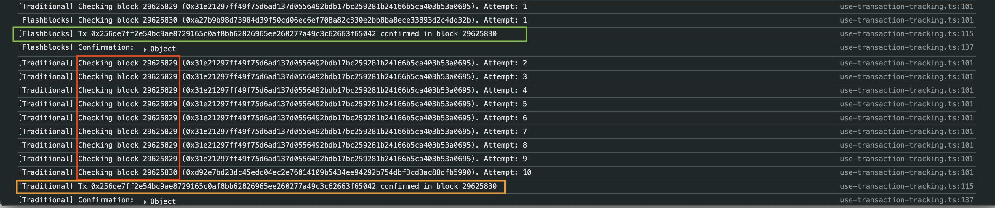 Flashblocks 控制台日志