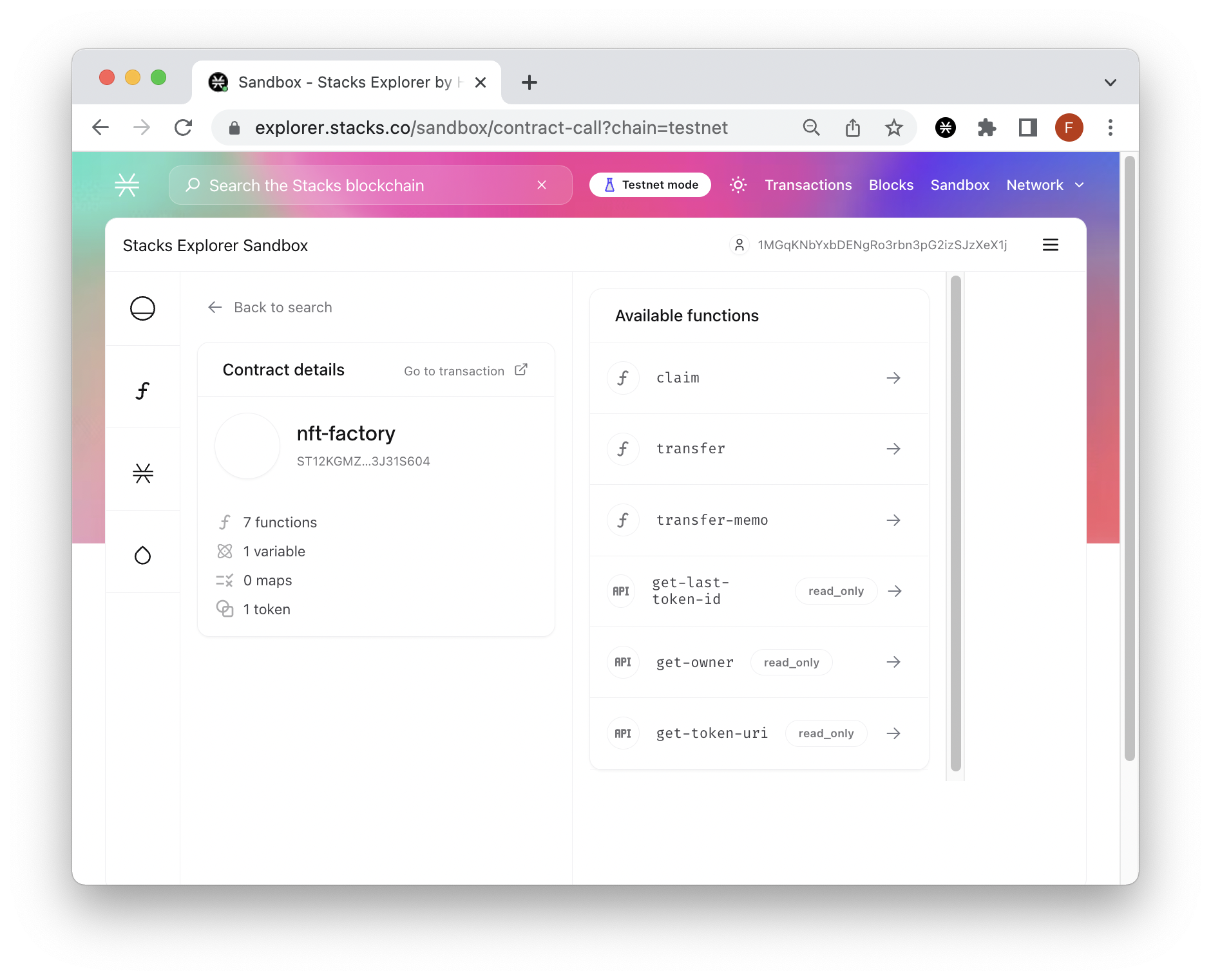 Stacks Sandbox 调用合约