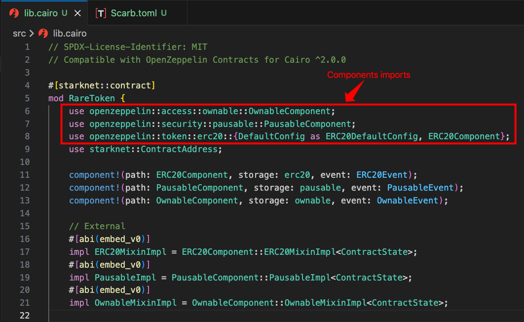 Code to make a Cairo function publicly visible