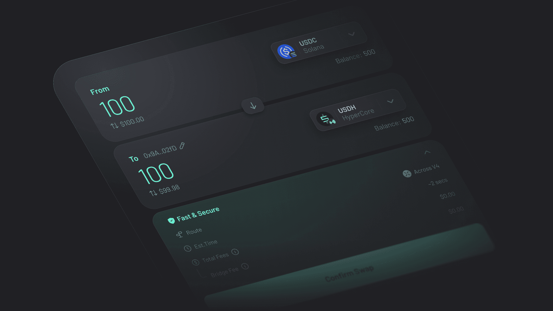 在 Across 协议上桥接 USDC 到 USDH 既简单又流畅。