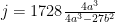 $j = 1728 \frac{4a^3}{4a^3 - 27b^2}$