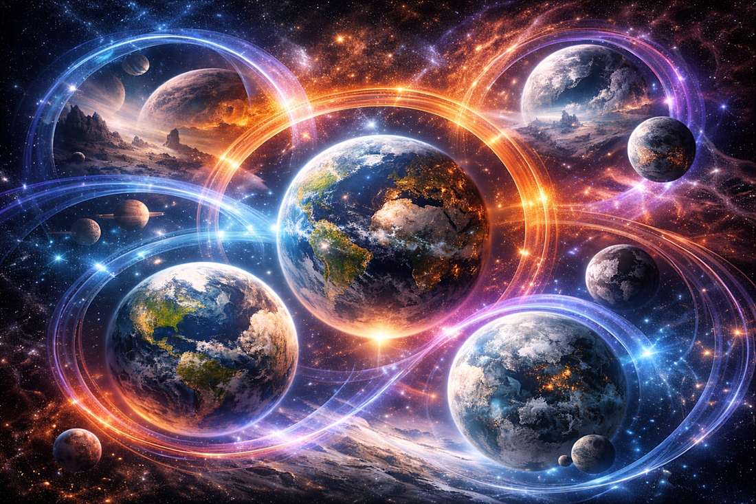 像 GOOGL 这样的资产的未来价格跨越了数千种可能的宏观、监管、竞争和地缘政治“宇宙”。（图片：ChatGPT） 