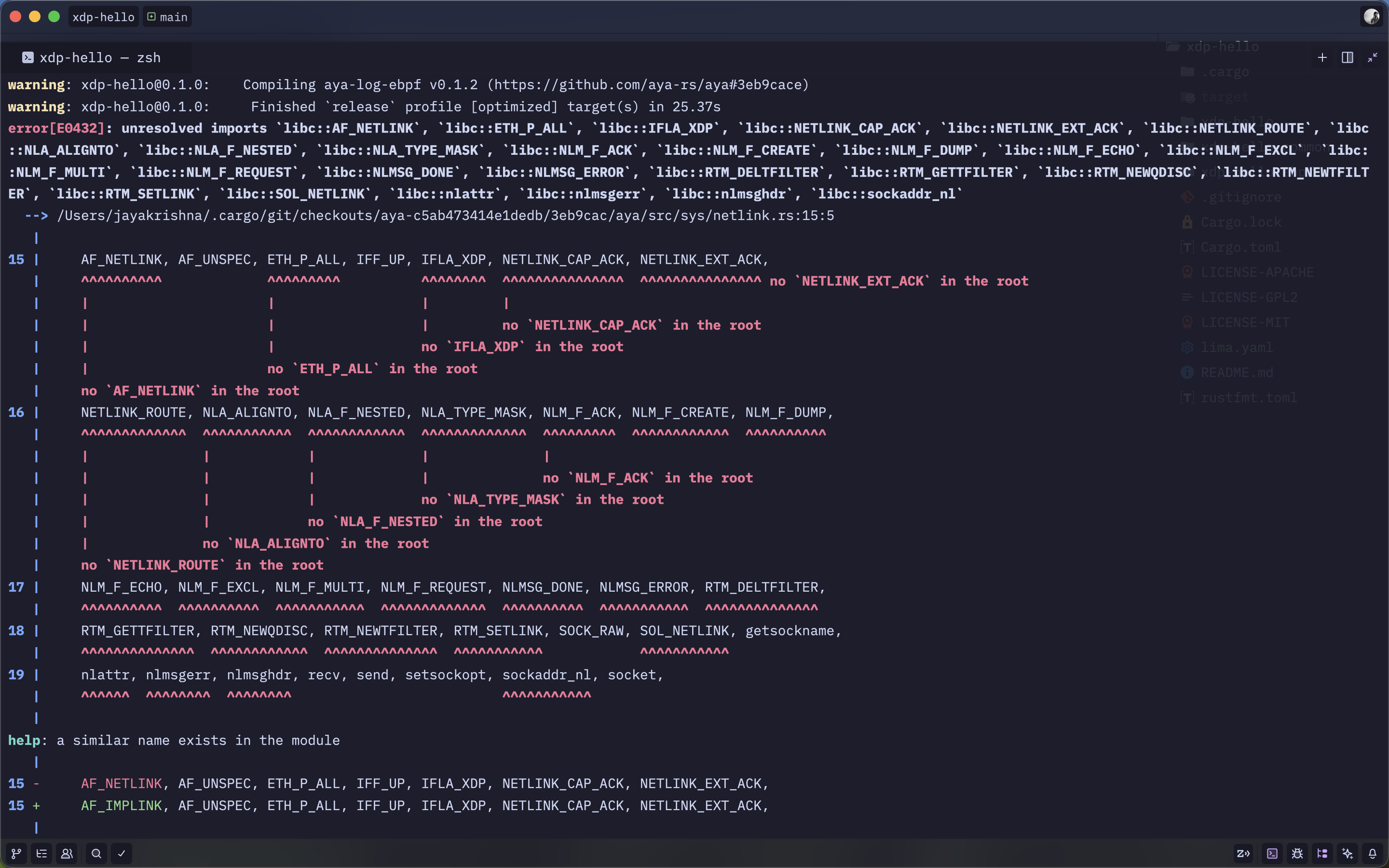 在 macOS 上运行 XDP 时显示缺少 bpf() 系统调用的错误