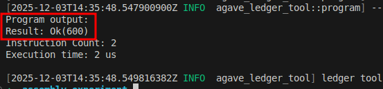 A screenshot showing agave-ledger-tool logs 